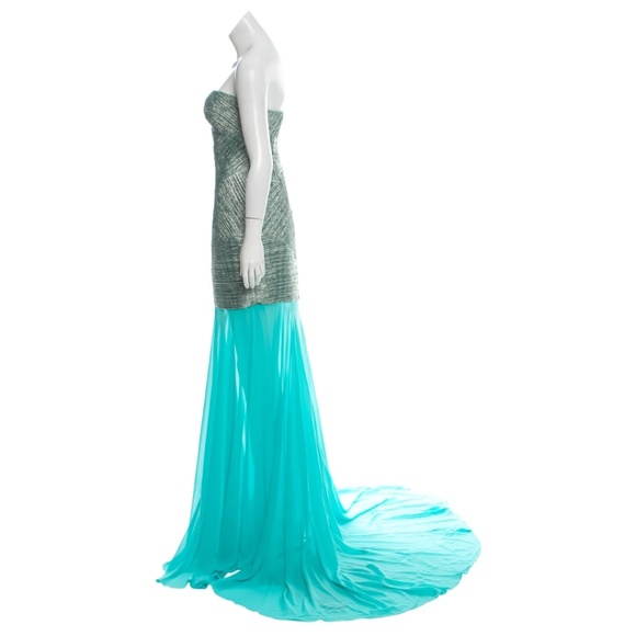 NEW John Paul Ataker Metallic Matelassé Strapless 2-Piece Gown Size Small - Picture 2 of 8